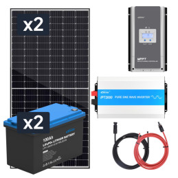 ELEKTROWNIA SŁONECZNA 910WP Z AKUMULATOREM - ZASILANIE 230V MOC 2000W + MPPT