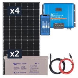 Panel słoneczny 4x455W i akumulator żelowy 2x220Ah z regulatorem MPPT 24V