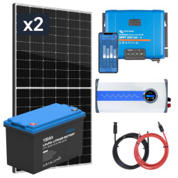Zestaw PV 870W, akumulator LiFePO4 100Ah,  regulator MPPT i przetwornica