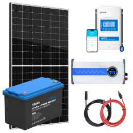 Elektrownia słoneczna 435W z akumulatorem 100Ah, przetwornicą 1000W oraz regulatorem MPPT