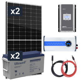 Elektrownia słoneczna 870W z akumulatorem - zasilanie 230V moc 1500W + MPPT