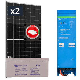 Elektrownia słoneczna 870Wp Hybrydowa z akumulatorem 220AH i przetwornicą 1300W