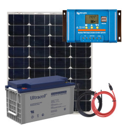 Panel słoneczny 55W i akumulator żelowy 120Ah z regulatorem LCD