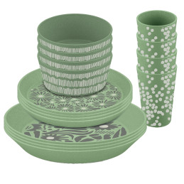 koziol Zestaw stołowy Blomster 16 szt. Natur Blatt zielony