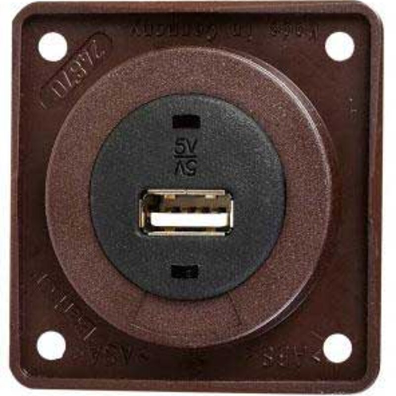 Gniazdo USB 12V brązowe matowe do łodzi i jachtów