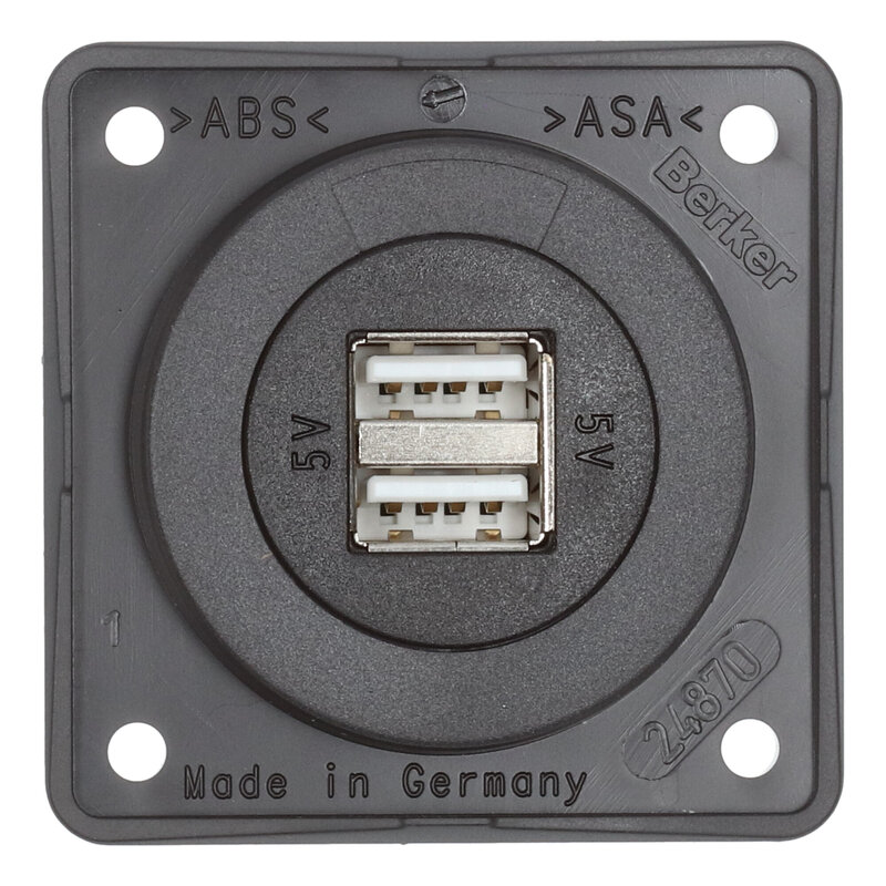 Gniazdo ładowania USB A+A 12V antracytowe do jachtów