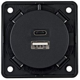 Gniazdo ładowania USB A+C 230V antracytowe