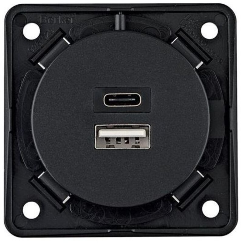 Gniazdo ładowania USB A+C 230V antracytowe