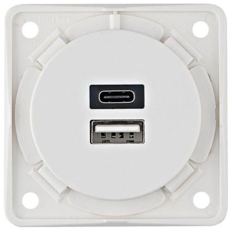 Gniazdo ładowania USB A+C 230V w kolorze matowej bieli