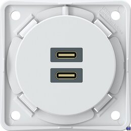 Gniazdo ładowania USB C+C 230 V, białe połyskujące do łodzi