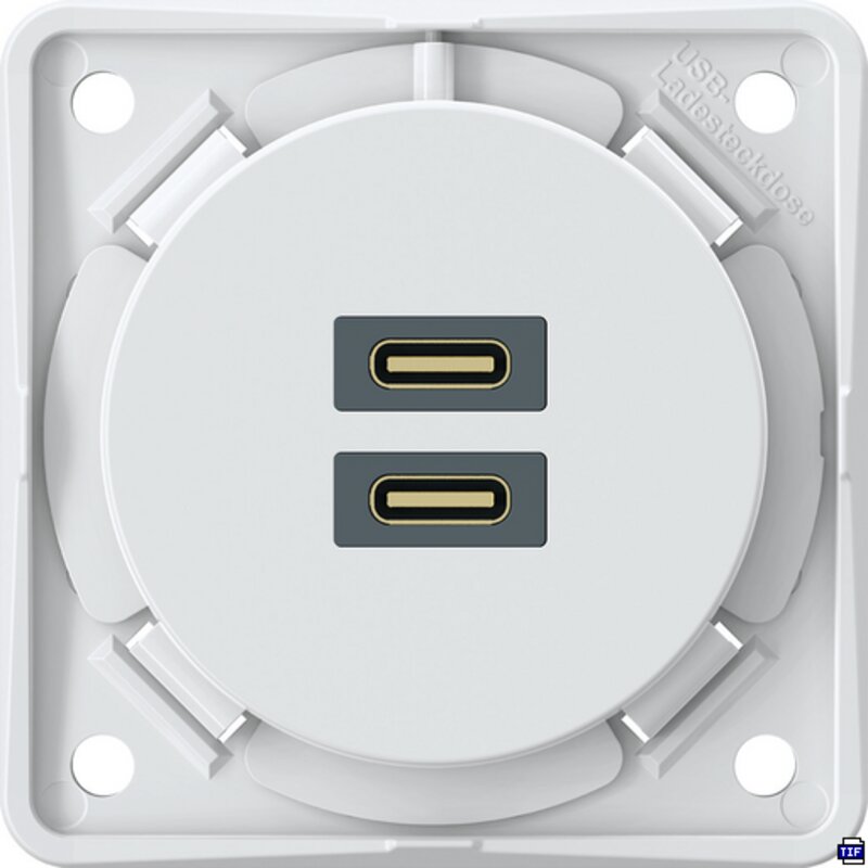 Gniazdo ładowania USB C+C 230 V, białe połyskujące do łodzi