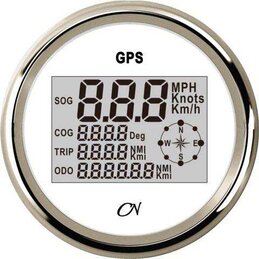 Wskaźnik prędkości GPS do łodzi, biały z chromowanym wykończeniem