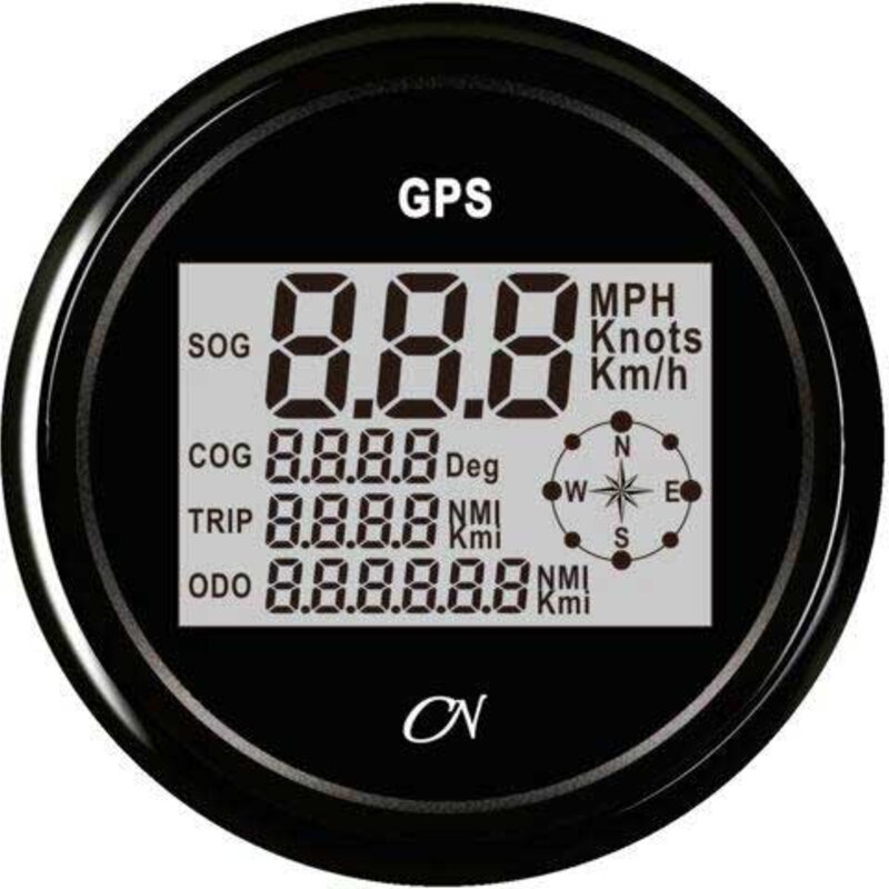 Wskaźnik prędkości GPS czarny, średnica 96 mm do łodzi i jachtów