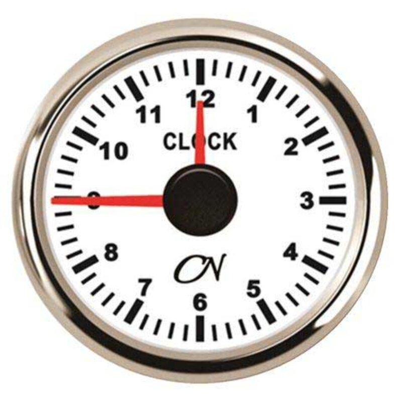 Zegar analogowy biały z ramką chromowaną, średnica 57 mm, do jachtów