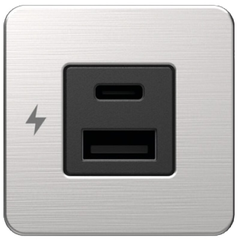 SCANSTRUT podwójne gniazdo USB-A + USB-C Tile srebrne