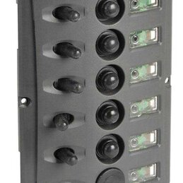 Panel sterowania z podwójnymi LEDami, 5 przełączników + USB, 12V
