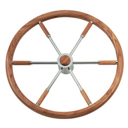 Koło sterowe o średnicy 40 cm ze stali nierdzewnej i teakową obręczą