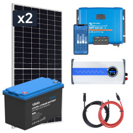 Zestaw PV 910W, akumulator LiFePO4 100Ah,  regulator MPPT i przetwornica