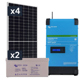 Elektrownia słoneczna 1820W Hybrydowa z akumulatorem 440AH i przetwornicą 2500W