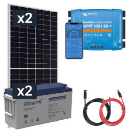 Panel słoneczny 2x455W i akumulator żelowy 2x150Ah z regulatorem MPPT 24V