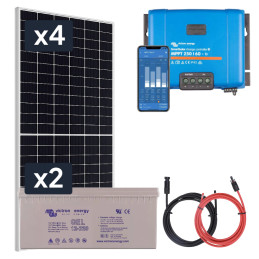 Panel słoneczny 4x455W i akumulator żelowy 2x220Ah z regulatorem MPPT 24V