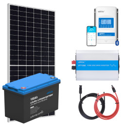 ELEKTROWNIA SŁONECZNA 455WP Z AKUMULATOREM - ZASILANIE 230V MOC 1000W + MPPT