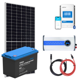 Elektrownia słoneczna 455W z akumulatorem 100Ah, przetwornicą 1000W oraz regulatorem MPPT