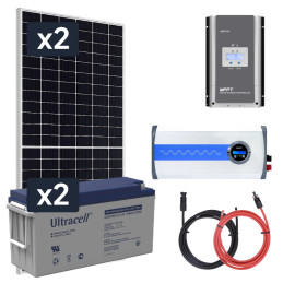 Elektrownia słoneczna 910W z akumulatorem - zasilanie 230V moc 1500W + MPPT