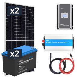 ELEKTROWNIA SŁONECZNA 910WP Z AKUMULATOREM - ZASILANIE 230V MOC 2000W + MPPT