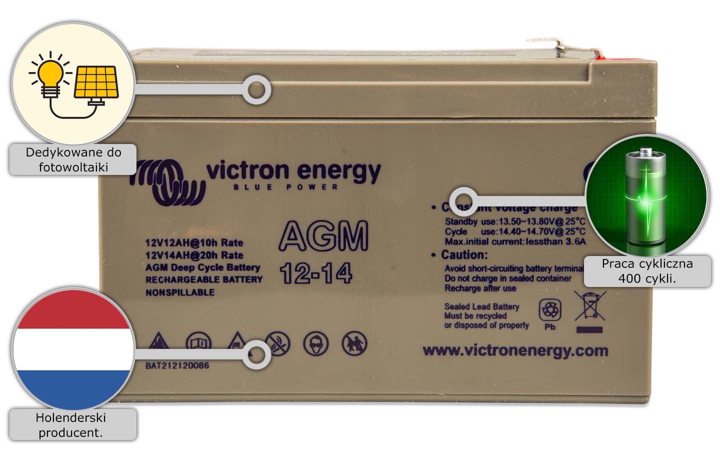 Akumulator AGM 14 AH Victron Energy