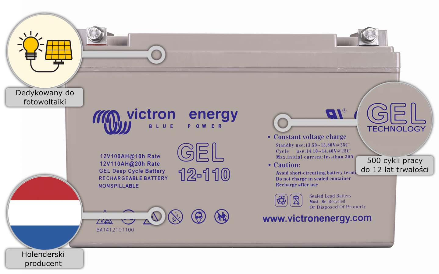 Akumulator żelowy Victron Energy 110 AH